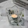 Supermercado Transfronteiriço Mesmo Estilo Simples Estrela de Cinco Pontas Vidro de Cálcio Sódio Alto Porta-Vela de Chá Decoração de Atmosfera de Feriado em Casa