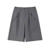 Shorts Casuais de Cintura Alta Disfarçados Nanxia Feminino Verão Tamanho Plus Size Soltos Emagrecedores Calças Cropped de Pernas Largas Calças Retas de Cinco Pontos