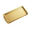 Placa de barbacoa de acero inoxidable estilo coreano 304, rectangular, engrosada, dorada, plato de fondo plano, bandeja para servir, plato para bistec, fábrica
