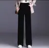 Estilo Novo Primavera e Outono 2026 Calça Feminina de Veludo Cintura Alta Solta Perna Reta Versátil Casual Longa Elegante