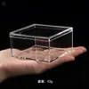Caixa Plástica Transparente Coberta ps Grau Alimentício Caixa de Doces de Casamento Caixa de Embalagem com Elástico de Borracha Dura Caixa Quadrada Pequena de Acrílico