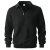 Exportación Transfronteriza Nuevo Otoño e Invierno Europeo y Americano Suéter Pulóver de Cuello con Solapa Media Cremallera Sudadera de Punto Casual para Hombre