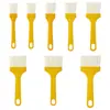 Pincel de tinta de plástico, pincel de cola à prova d'água, escova pequena de nylon de plástico, cerdas que não soltam, pincel para churrasco, escova de cerdas com cabo amarelo para limpeza