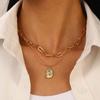 Colgante de Estrella de Mar Caracola Tortuga Europeo y Americano Cadena de Clavícula de Doble Capa Joyería Transfronteriza para Mujer Accesorios de Collar Estilo Vacaciones Oceánicas