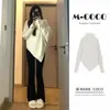 Suéter de cuello alto irregular para mujer en otoño e invierno, estilo nuevo, estilo coreano suave, estilo perezoso, tejido grueso, color liso