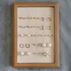 Bandeja Compartimentada con Textura de Madera de Nogal para Anillos, Pendientes y Joyería, Exhibición y Almacenamiento de Mostrador