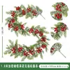 Guirlanda de Natal Artificial Transfronteiriça com Frutas Vermelhas para Decoração de Parede e Mesa de Jantar, Guirlanda Artificial Atacado em Estoque