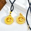 Colgante de Calabaza con Espiga de Trigo Giratorio, Estilo Antiguo Dorado Arena Incrustado con Patrones de Diamante, Chapado en Oro de Cobre, Accesorio Retro Artístico de Nuevo Estilo Chino