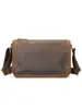 Bolso de Hombro Único para Hombre, Piel de Vaca de Primera Capa, Bolso Cruzado Horizontal Casual Hecho a Mano de Cuero Genuino, Bolso de Moda Tendencia para Jóvenes Viajeros