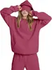 Conjunto de Moletom Feminino Outono/Inverno Cor Sólida Soltinho com Máscara de Olho e Calça Jogger Conjunto Casual de Duas Peças