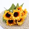 Em estoque flor de plástico artificial buquê falso simulação 7 girassol pequeno girassol casa sala de estar flor decorativa fabricante