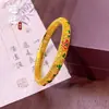 Pulsera de Filigrana Calada Esmaltada Antigua Hoja de Bambú Nueva Chinoiserie Lujo Accesible Pulsera con Patrón de Moneda de Cobre Retro Que No Se Desvanece por Mucho Tiempo