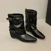 Pantalones Botas de Caballero Hebilla de Cinturón Botas Otoño Invierno Mujer Botas Nuevas de Mezclilla Gamuza Tacón Grueso Botines Mujer Punta Cuadrada 2026 Occidental