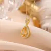 Colgante de Citrino Chapado en Oro de Plata de Ley S925 Yiluyin, Moderno, Elegante, Versátil, Colgante de Plata con Forma de Gota de Agua