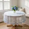 Mantel Redondo de Punto de Trama Multicolor Estilo Francés Pastoral, Mantel de Punto de Trama para Uso Doméstico, Mantel Redondo Decorativo, Embellecimiento de Mesa de Comedor