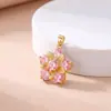 Colar Pulseira Pingente Cruz Colorida Flor DIY Acessórios de Joia Estilo Fresco Luxo Leve Acessórios de Cobre Banhado a Ouro para Mulheres
