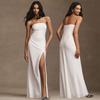 Vestido de Madrinha de Cetim de Alta Qualidade, Vestido de Noite de Luxo Acessível de Nicho, Vestido com Fenda de Um Ombro com Alça Fina para Emagrecer