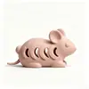 Brinquedo dispensador de ração para gatos para autoentretenimento, brinquedo de silicone resistente à mordida, brinquedo para animais de estimação para ranger e limpar os dentes, brinquedo educativo interativo de esconder e dispensar ração