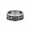 Venta al por mayor directa de fábrica retro antiguo Estrella Luna Sol declaración personalidad masculina empaque individual anillo de acero de titanio