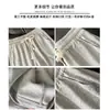 Pantalones cortos deportivos grises estilo americano para mujer, de verano, finos, de cintura alta, adelgazantes, 100% algodón, pierna ancha, holgados, casuales, de longitud media