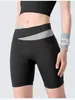 Shorts deportivos casuales de bloques de color para yoga para mujer, alta elasticidad, transpirables, realzan el trasero tipo durazno, ajustados