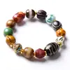 Pulseras Étnicas al por Mayor con Cuentas Dzi Doble Diente de Tigre, Astas, Hueso de Yak y Ágata Antigua Cuentas Dzi de Múltiples Tesoros