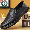 Zapatos de cuero para hombre Woodpecker, con suela suave, diseño sin cordones, adecuados para uso business casual, fáciles de poner, versátiles e ideales para conducir