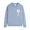 Dropshipping Transfronterizo Am* Otoño e Invierno Nuevo Combinación de Colores Unisex Suéter de Punto Jacquard con Corazón Grande y Cuello Redondo de Manga Larga de Punto Moderno