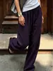 2026 Nuevos Pantalones Anchos de Pierna con Cordón Estilo Europeo Transfronterizo para Mujer Sueltos con Caída Casual Largos de Color Sólido Pierna Recta Pantalones Largos hasta el Suelo
