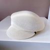 Gorra japonesa CA4 con visera plisada lateral para mujer, sombrero de paja con protección solar de verano, gorra de vendedor de periódicos con etiqueta de hierro, sombrero para el sol de color liso