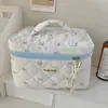 Bolsa de Maquiagem Pequena com Laço Fresco para Mulheres Grande Capacidade Estudante Portátil de Mão para Armazenamento Bolsa de Higiene Pessoal para Viagem