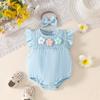 Ins Bebé Verano Delgado Floral Mameluco para Niñas Bebé, Traje Enterizo Triángulo Princesa Luna Llena, Manga Corta Casual
