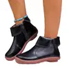 2025 Exportação Calçados Femininos Bico Redondo Botas Casuais Femininas de Couro Amazon Tamanho Grande Cor Sólida Botas com Zíper Lateral para Mulheres