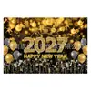 Tela de fondo Feliz Año Nuevo 2027 Tela colgante temática de Año Nuevo Europeo y Americano Pancarta de celebración de festival