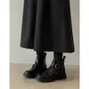 Botines Retro Británicos de Nicho para Mujer 2026 Otoño/Invierno Nuevos con Borrego Punta Redonda Botas de Motocicleta Tacón Grueso Botas Martin