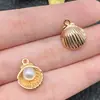 Transfronteiriço Novo Ouro 16K Vida Marinha Estrela do Mar Concha Liga Pingente DIY Pulseira Brincos Joias Pingente