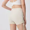 Shorts de Yoga Fitness de Cintura Alta con Cordón Anti-Exposición Pantalones de Entrenamiento para Correr Shorts Deportivos para Mujer
