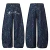 Jeans de Mezclilla Lavada de Peso Pesado para Hombre, Estilo Trendy de Primavera y Otoño, Pantalones Sueltos de Pierna Ancha, Estilo High Street Americano, Pierna Recta, Pantalones de Pierna Curva
