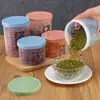 Cozinha Food Storage Box Grãos Transparentes Cereal Jar Selado Jar Armazenamento Jar Arroz Balde Armazenamento Jar Plástico Armazenamento