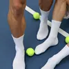 Calcetines deportivos de baloncesto para hombre, blancos puros, hasta la pantorrilla, con rizo en la planta, amortiguadores de impactos, absorben el sudor, transpirables, aptos para bádminton y tenis, calcetines de algodón hechos a medida