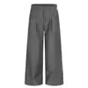 Y6041 High Street Estilo Americano Unissex Vintage Cor Sólida Design Desconstruído Plissado Calças Masculinas Street Style Corte Amplo