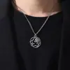 Comprar venda quente transfronteiriça Europa e Estados Unidos nova tendência de personalidade vintage colar com pingente redondo cobra Leão Guerra AliExpress