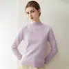 Suéter de cachemira para mujer, 100% cachemira pura de cabra, nuevo diseño de moda, color sólido, versátil, cuello medio alto, jersey de punto, suéter cálido