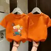 Camiseta de Algodão Puro de Manga Curta para Meninas Moda Verão 2026 Top Estampado Camisa de Meia Manga Solta e Versátil para Crianças