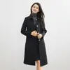 Abrigo de cachemira de doble cara de longitud media para mujer de otoño e invierno, gabardina de lana de alta gama hasta la rodilla con cuello de solapa