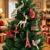 Adornos pequeños de Navidad PS transfronterizos, decoraciones rojas y doradas para árbol de Navidad, colgantes de reno electrochapados, decoraciones para ambiente de fiesta
