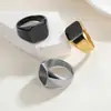 Joias de Aço Inoxidável Transfronteiriças Europeias e Americanas Anel Quadrado Simples Liso Masculino Personalizado Anel com Óleo Gotejante Joia de Presente para Casal