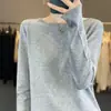 Suéter de Lana Fina de Calibre 14 Ultra-Delgado Hombros Descubiertos Capa Base de Verano de Venta Caliente Casual Holgado Top Interior para Mujer