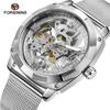 Reloj Mecánico Automático para Hombre FORSINING Doble Cara Hueco Correa de Malla Milanesa Reloj Transfronterizo Fucini 8227