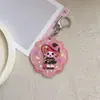 Orifício para pendurar desenho animado menina fofa com dentes de tigre estampa dupla face gravação em relevo chaveiro pingente de bolsa acessório decorativo